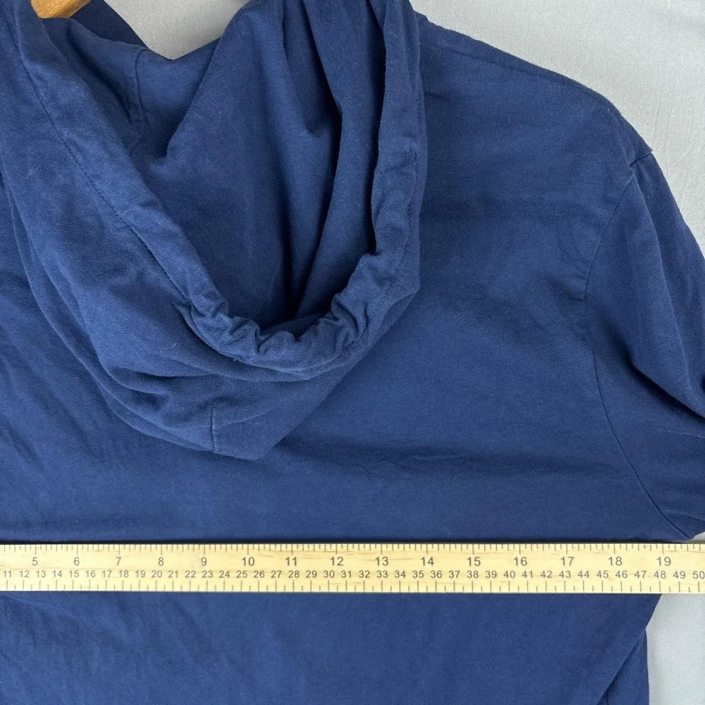 Polo Ralph Lauren Long Sleeve Hooded Shirt Mens Medium‎ Pima Cotton Navy Blue